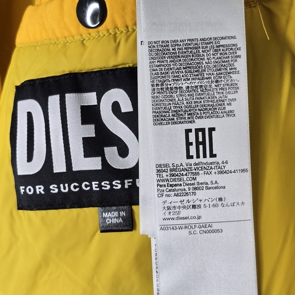 DIESEL W-ROLF jacket down jacket men's winter jacket yellow size S - Picture 12 of 16